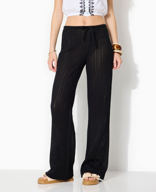 Pantalon ample en maille ajourée noir - Pimkie