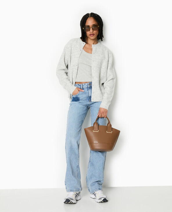 Gilet col rond gris chiné - Pimkie
