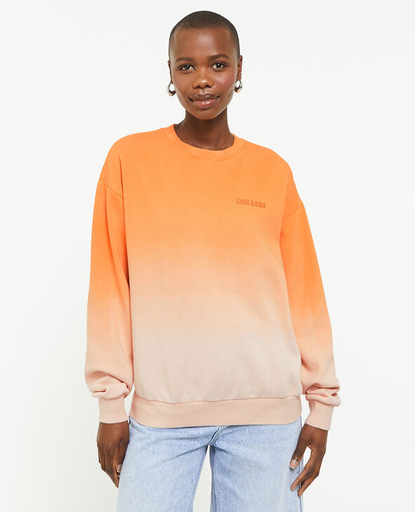 Sweat oversize dégradé et brodé orange - Pimkie