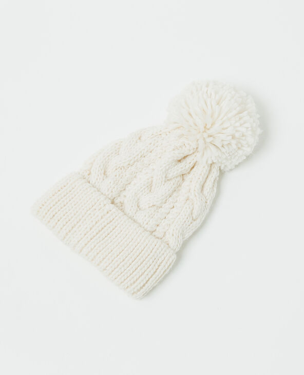 Bonnet à pompon blanc - Pimkie