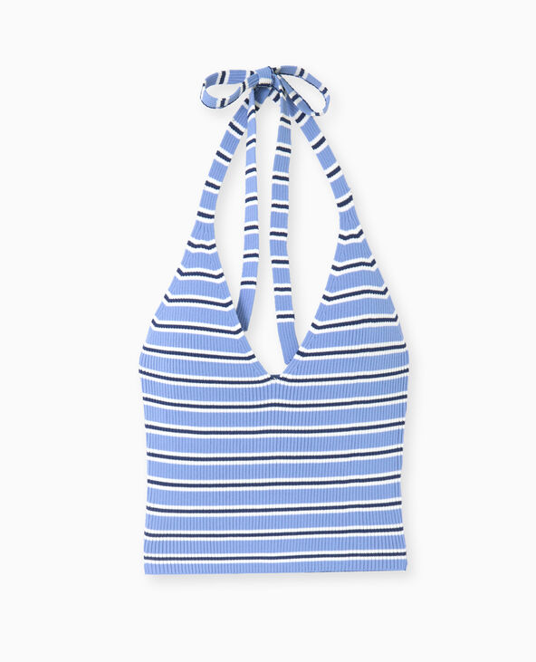 Dos-nu en maille tricot rayée bleu - Pimkie