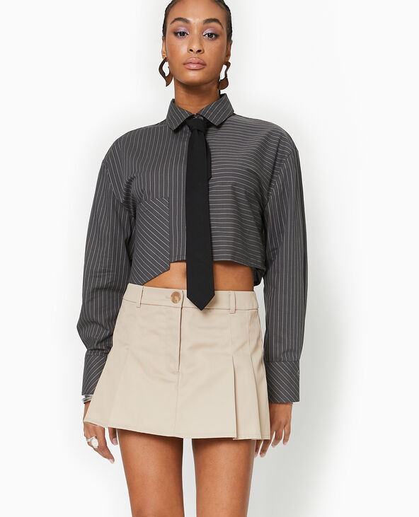 Jupe-short taille basse avec pinces beige - Pimkie
