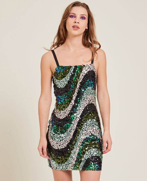 Robe courte moulante à sequins vert - Pimkie