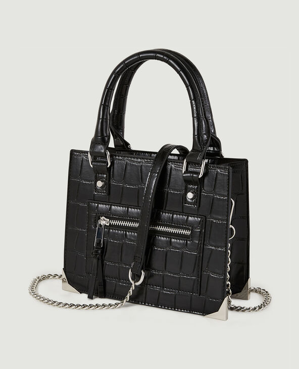 Sac boxy effet croco avec chaîne noir - Pimkie
