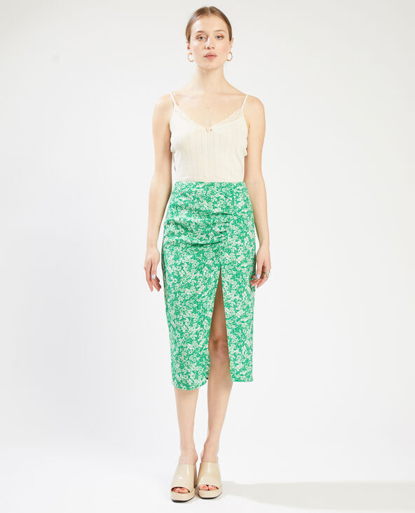 Jupe midi fendue vert - Pimkie