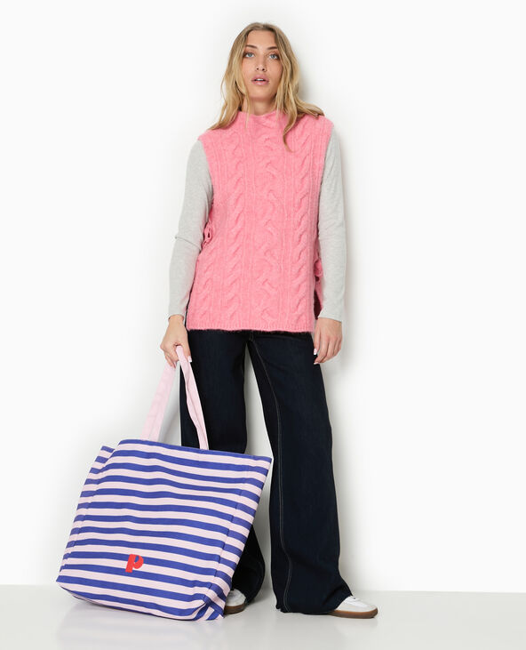 Grand totebag rayé violet - Pimkie
