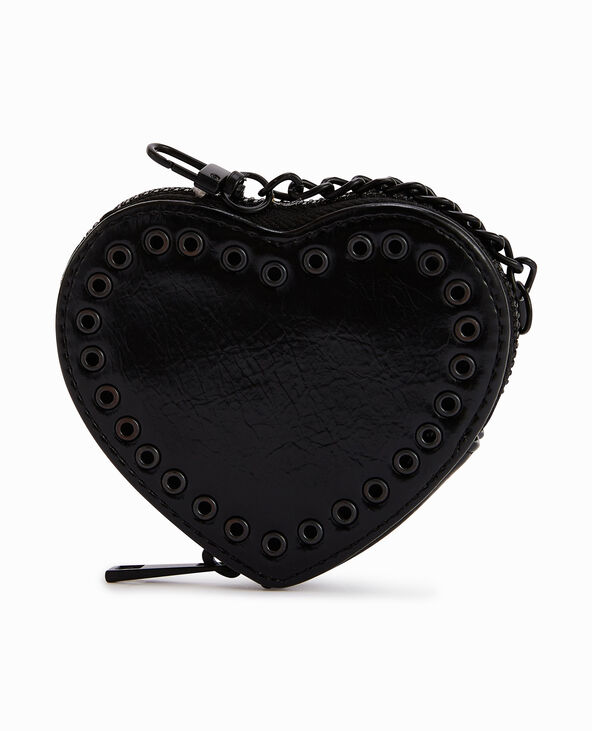 Porte-monnaie cœur effet cuir et studs noir - Pimkie
