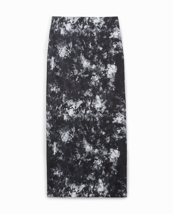 Jupe longue droite motif marbre noir - Pimkie