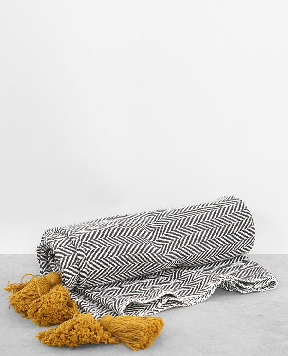 Plaid chevrons pompons noir - Pimkie