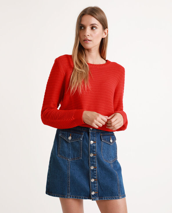 Pull col rond rouge - Pimkie