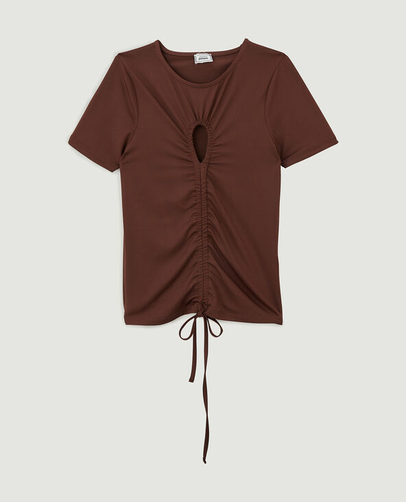 Top avec découpe et liens coulissés marron - Pimkie