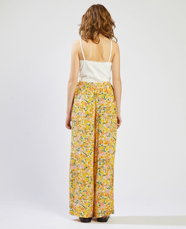 Pantalon fluide à motif fleurs orange - Pimkie
