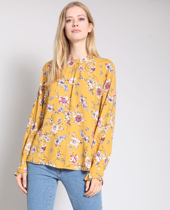 Blouse à fleurs jaune ocre - Pimkie