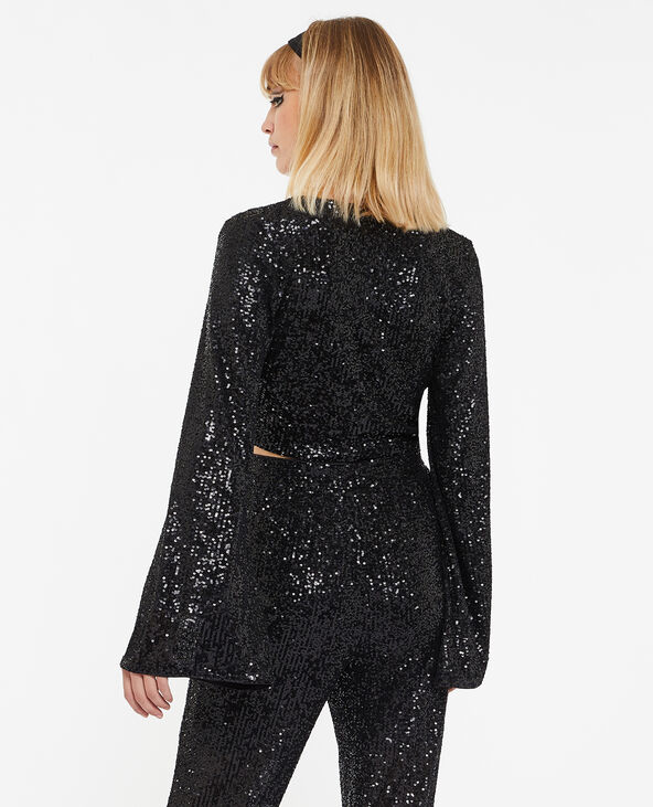 Top court torsadé avec sequins noir - Pimkie