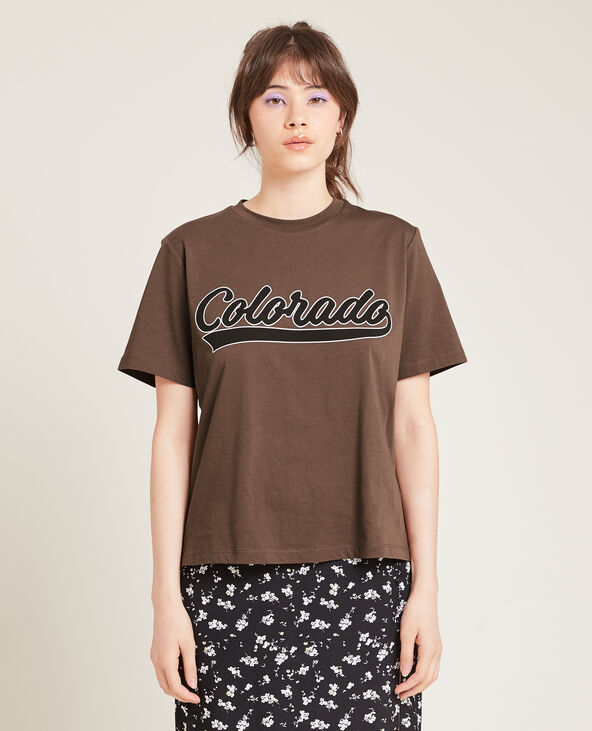 T-shirt col rond taupe - Pimkie