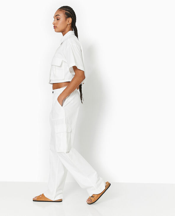 Pantalon large cargo blanc - Pimkie