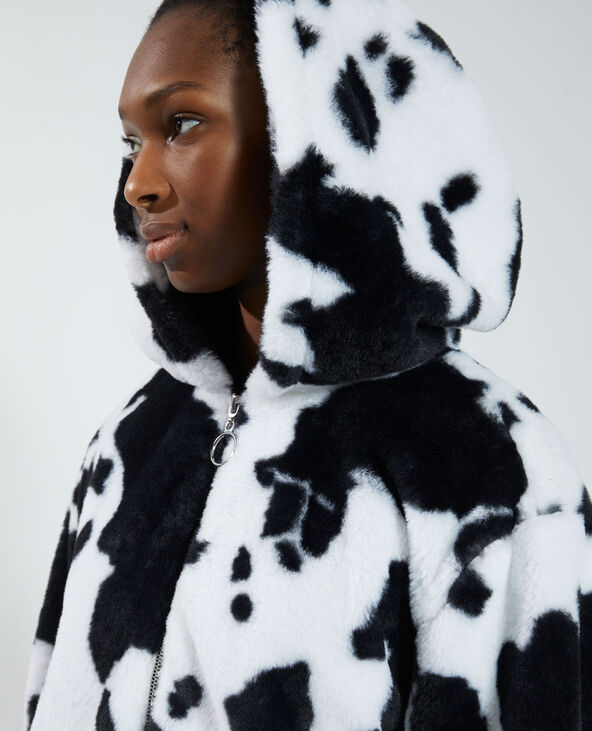 Manteau court fluffy vachette noir - Pimkie