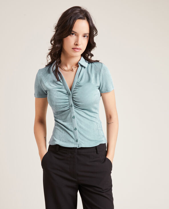 Top froncé maille fluide vert - Pimkie