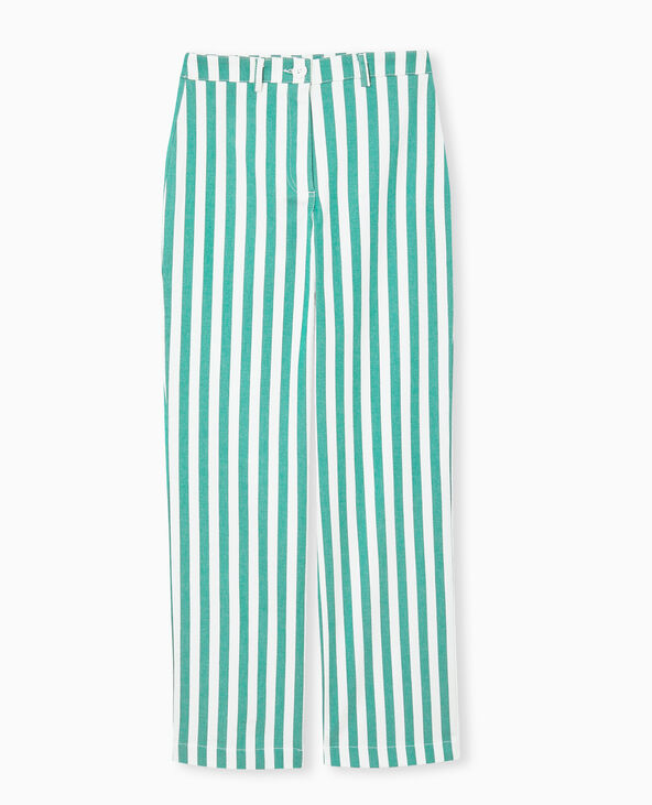 Pantalon droit taille haute avec rayures vert - Pimkie