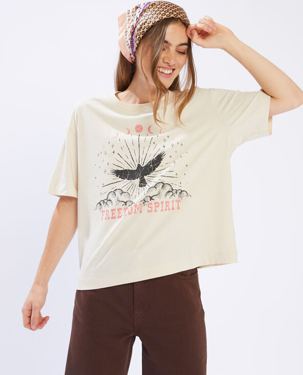 T-shirt imprimé " Freedom Spirit " beige - Pimkie