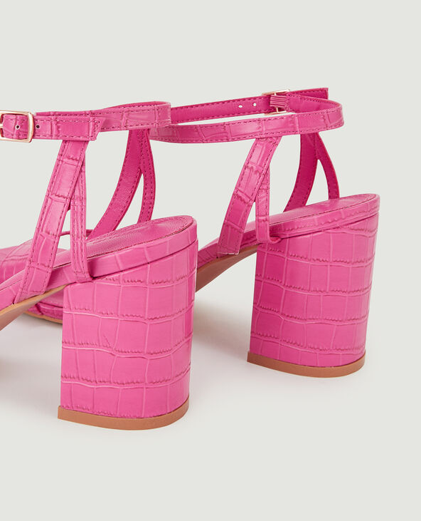 Sandales à brides effet croco rose - Pimkie