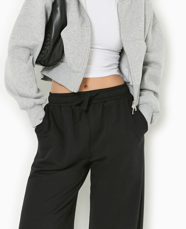 Pantalon de jogging droit en molleton noir - Pimkie