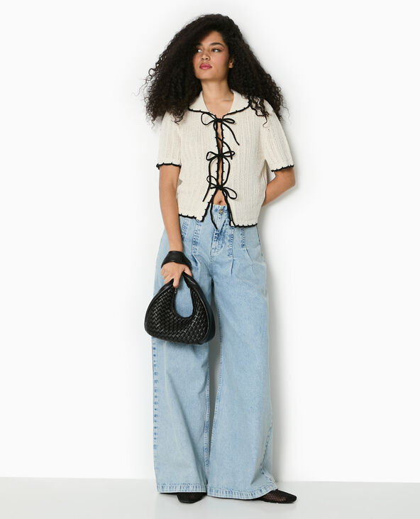 Gilet manches courtes en maille fantaisie blanc - Pimkie