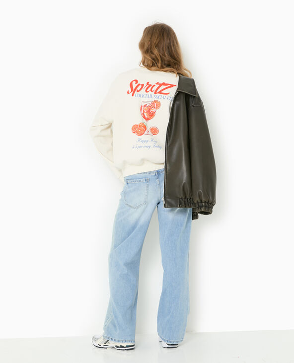 Sweat oversize avec print poitrine et dos blanc - Pimkie