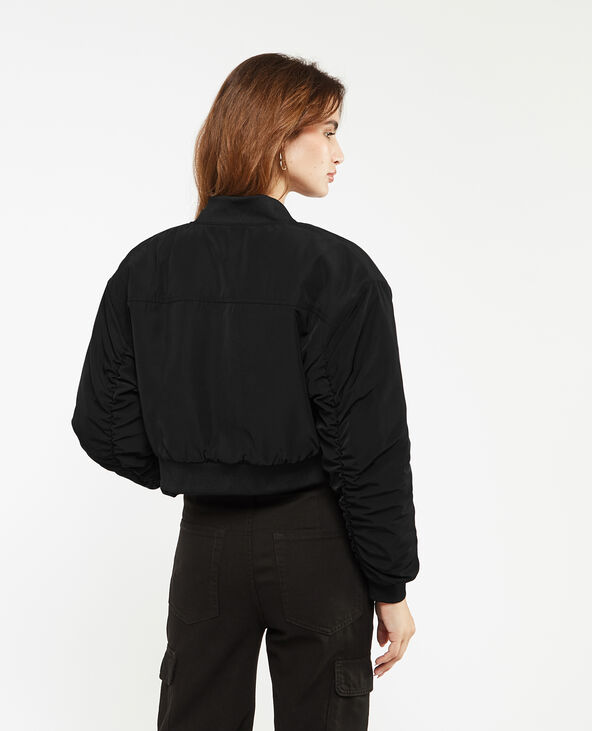 Bomber court avec poches et sangles noir - Pimkie