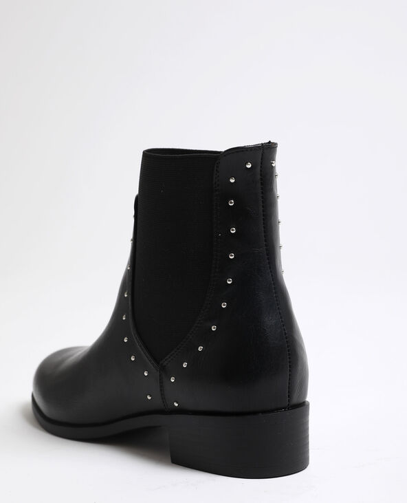 Bottines plates en cuir synthétique noir - Pimkie