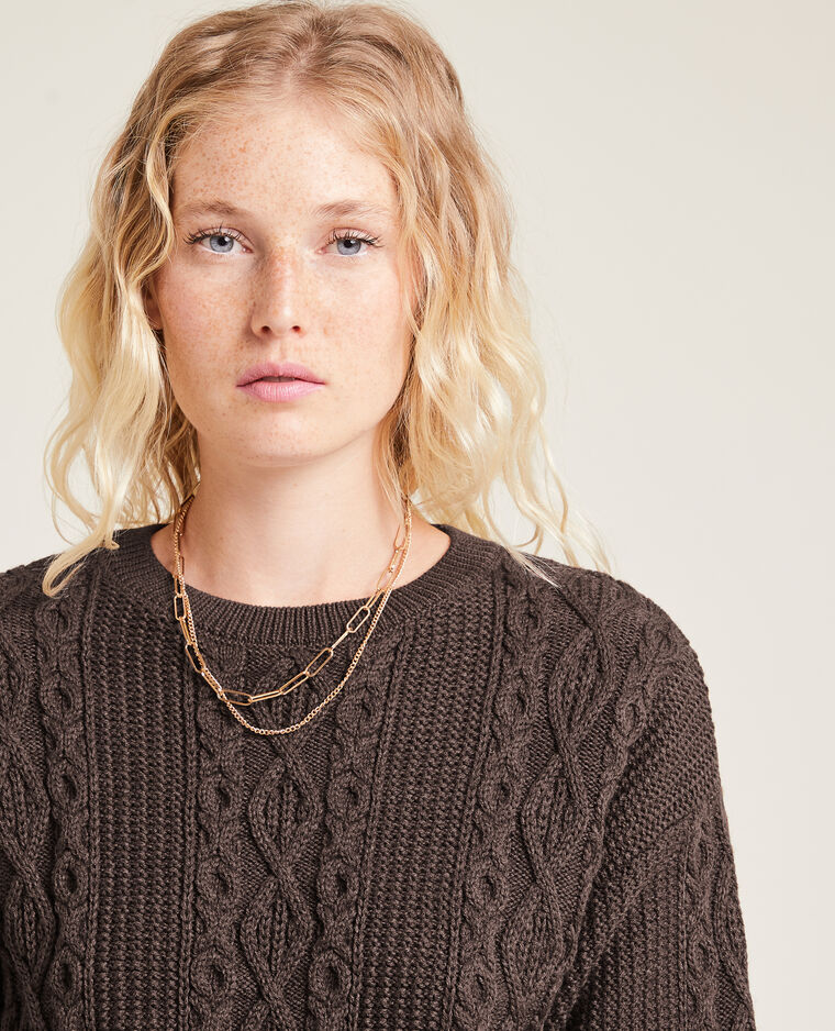 Pull cropped en maille fantaisie marron - Pimkie