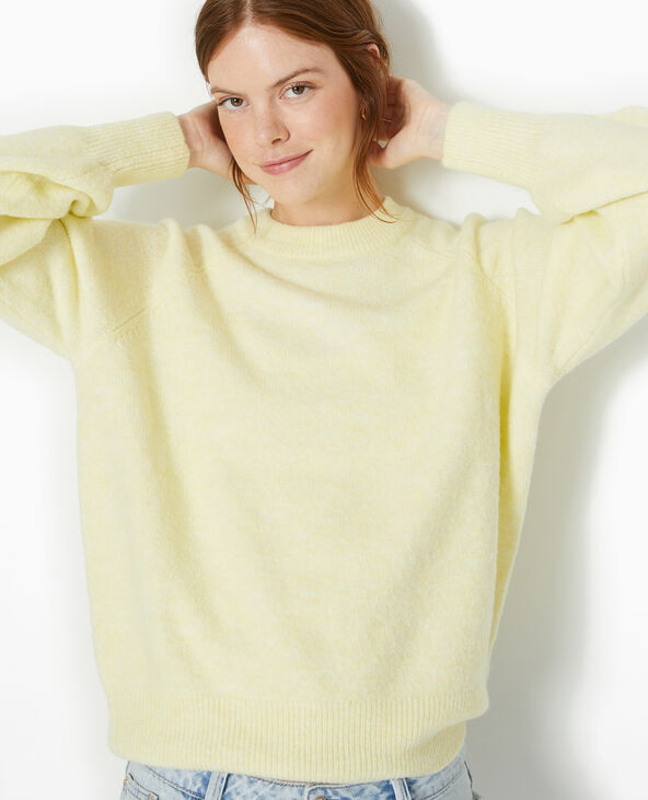 Pull oversize col rond manches raglan Jaune pâle - Pimkie