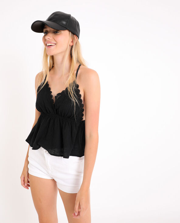 Casquette en simili cuir noir - Pimkie