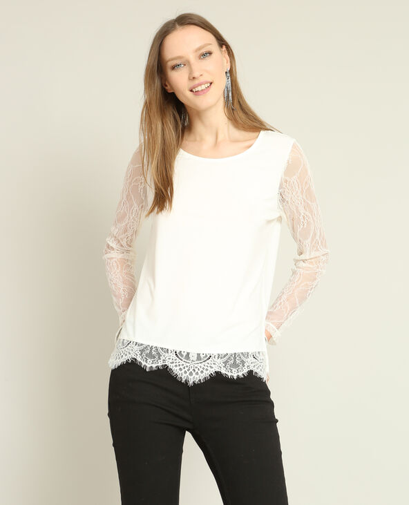 T-shirt en dentelle blanc - Pimkie