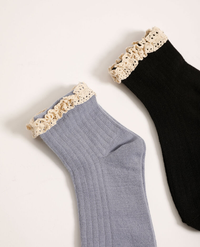 Lot de 2 paires de chaussettes détail crochet bleu - Pimkie