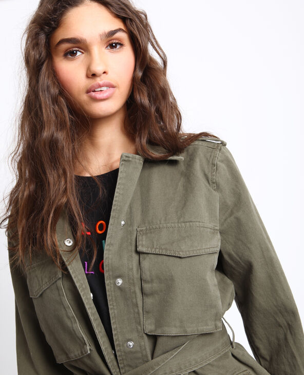 Veste army à ceinture vert kaki - Pimkie