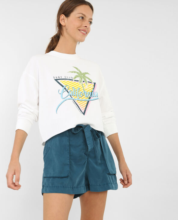 Sweat court imprimé blanc - Pimkie