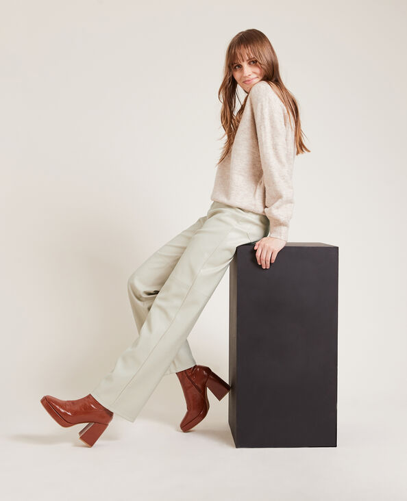 Pantalon droit en simili cuir SMALL écru - Pimkie