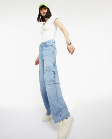 Jean cargo large bleu clair - Pimkie