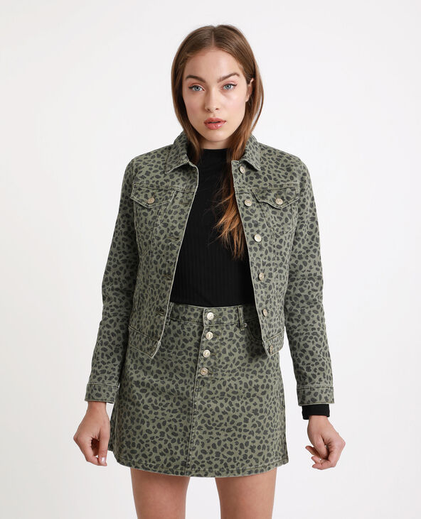 Veste en jean imprimée vert kaki - Pimkie