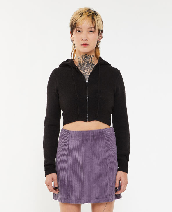 Gilet zippé court avec capuche noir - Pimkie
