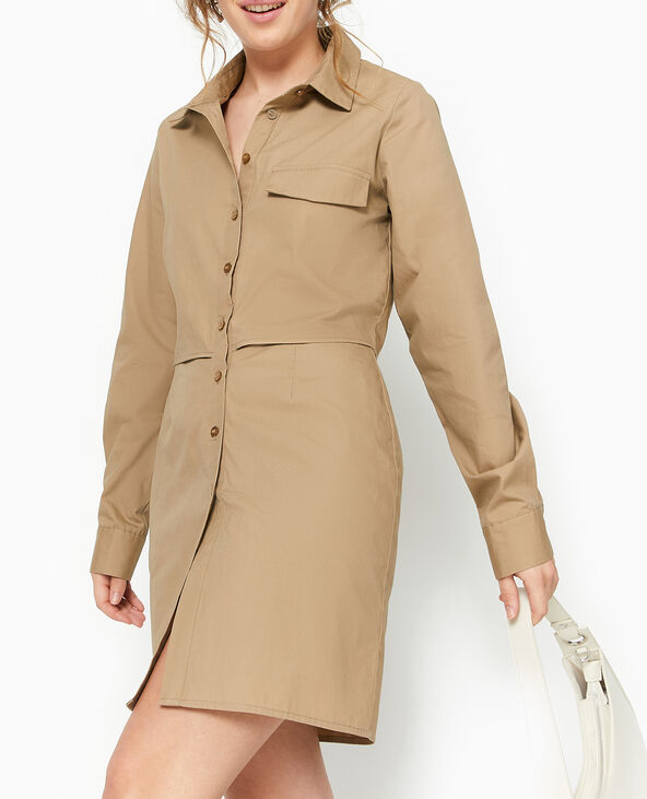Robe chemise avec cut out beige - Pimkie
