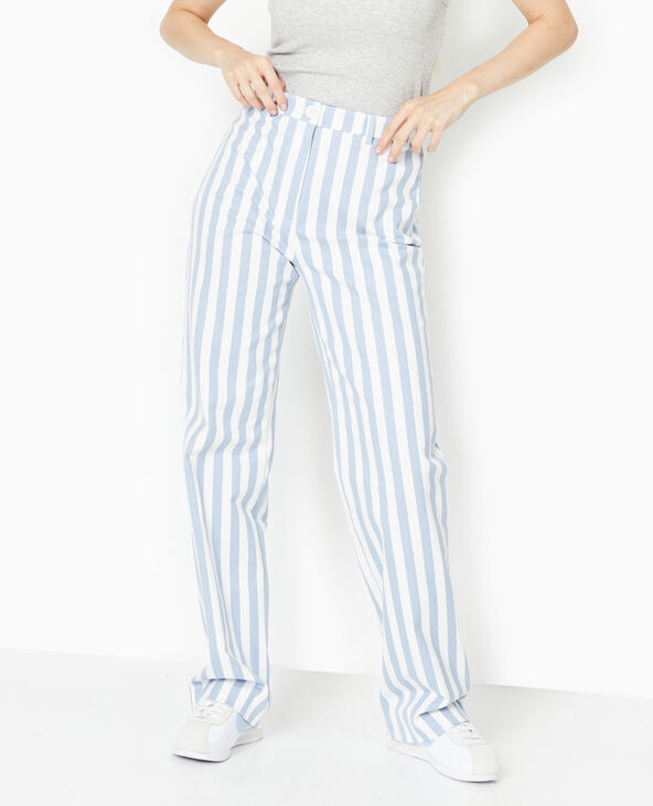 Pantalon droit taille haute avec rayures bleu - Pimkie