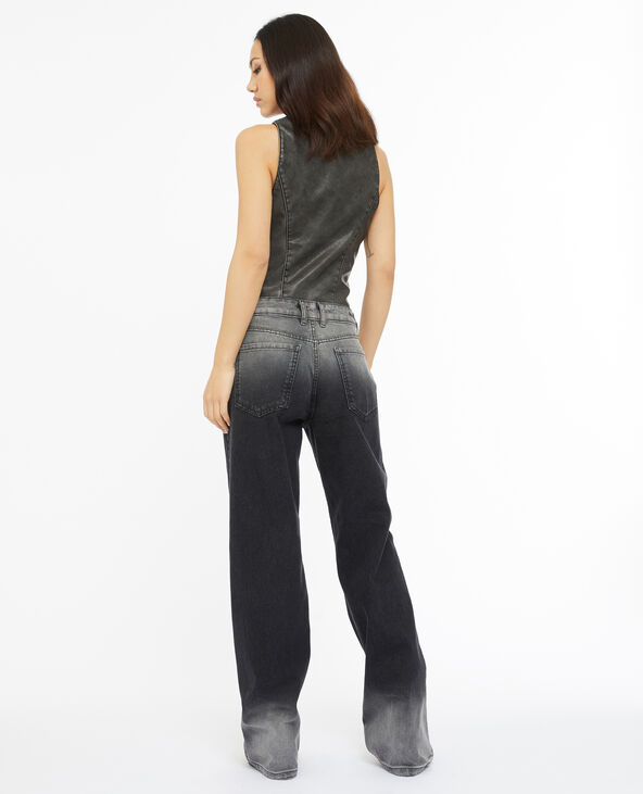 Jean wide taille basse effet délavé noir - Pimkie