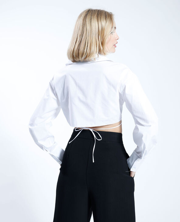 Chemise cropped effet noué blanc - Pimkie