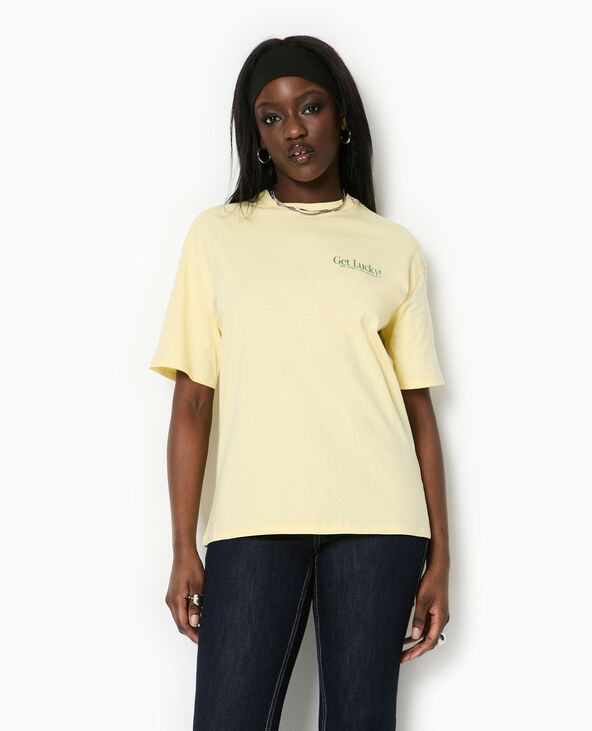 T-shirt oversize avec print devant et dos Jaune pâle - Pimkie