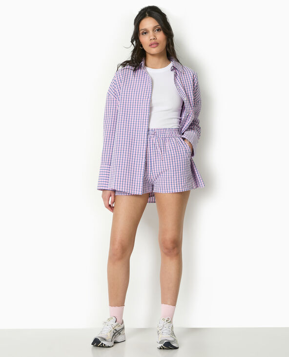 Short à carreaux avec taille élastiquée bleu marine - Pimkie