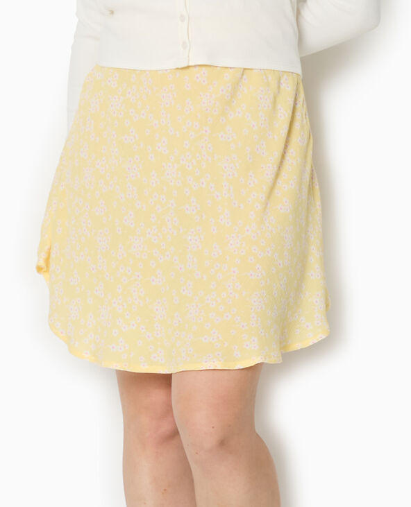 Jupe patineuse avec petites fleurs Jaune pâle - Pimkie