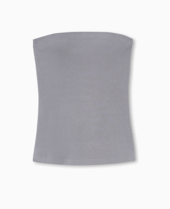 Top bustier en maille côtelée gris - Pimkie