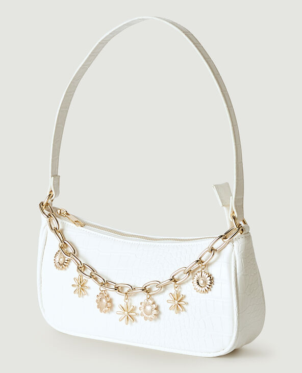 Sac baguette effet croco blanc - Pimkie